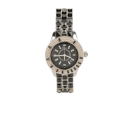 Christian Dior Christal 33m Watch Diamonds, Ceramic/Steel,Blk/Silver, B,2*